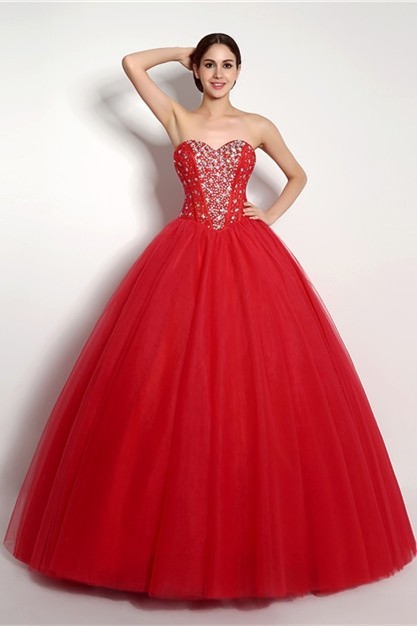 puffy red prom dresses