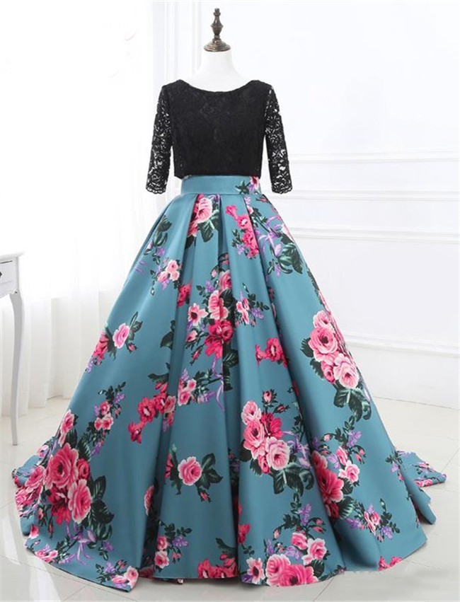 floral satin ball gown