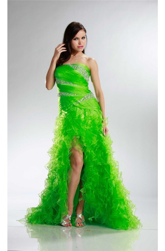 lime green strapless dress
