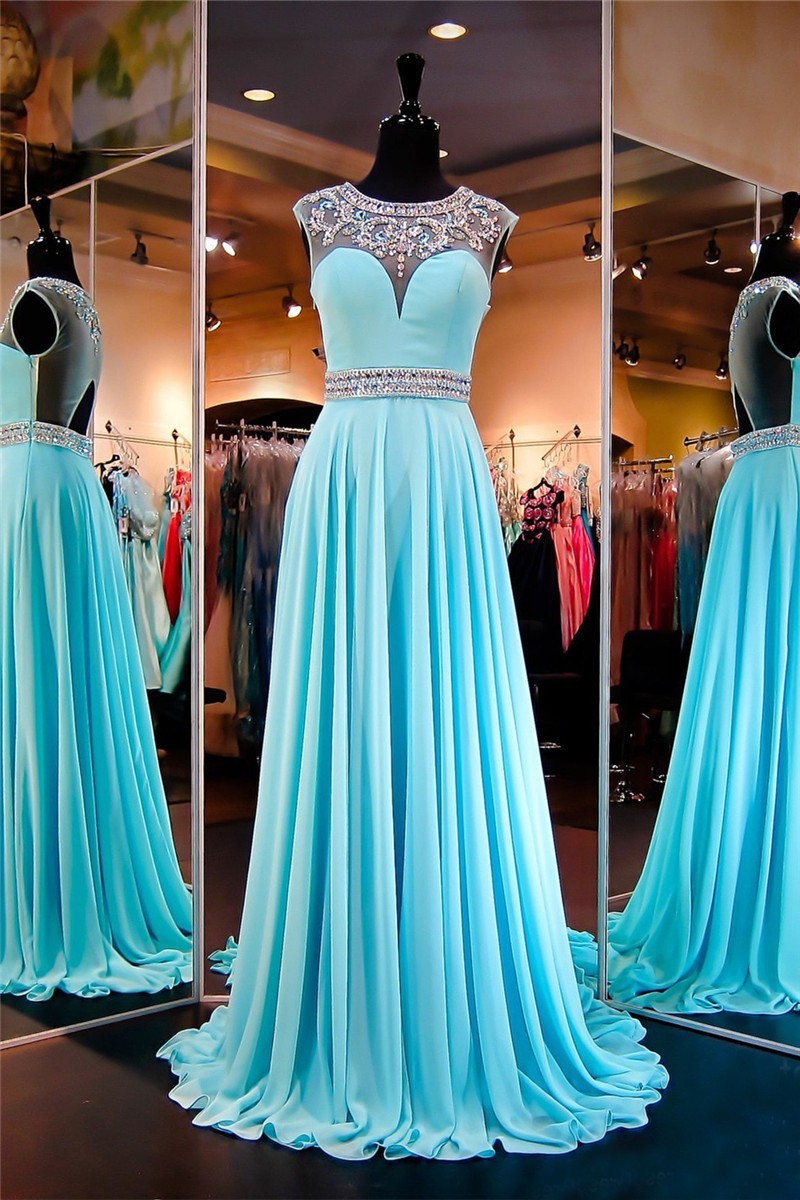 turquoise prom dress long