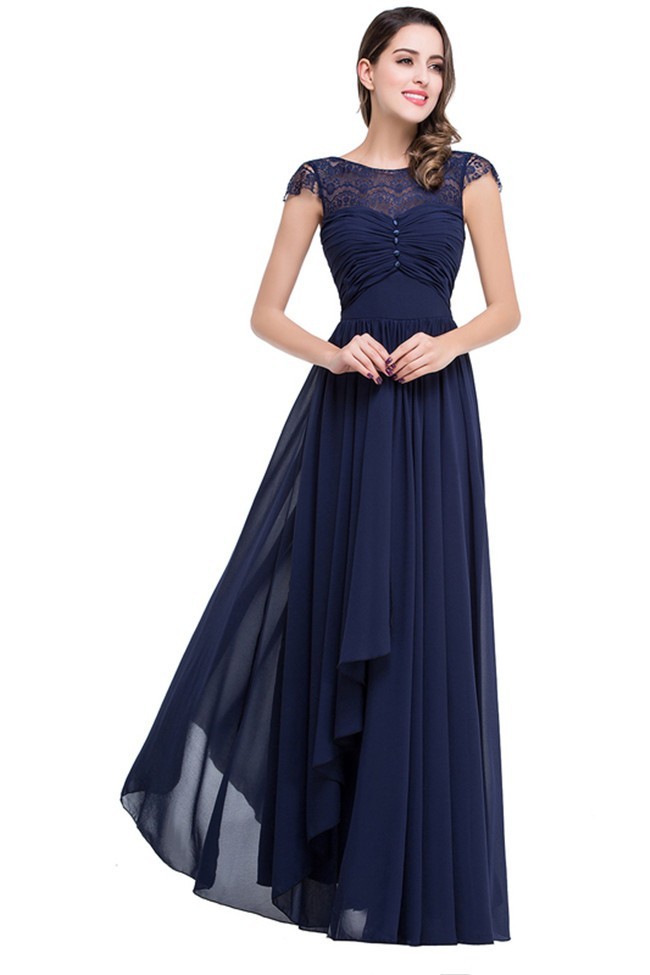 navy blue chiffon gown