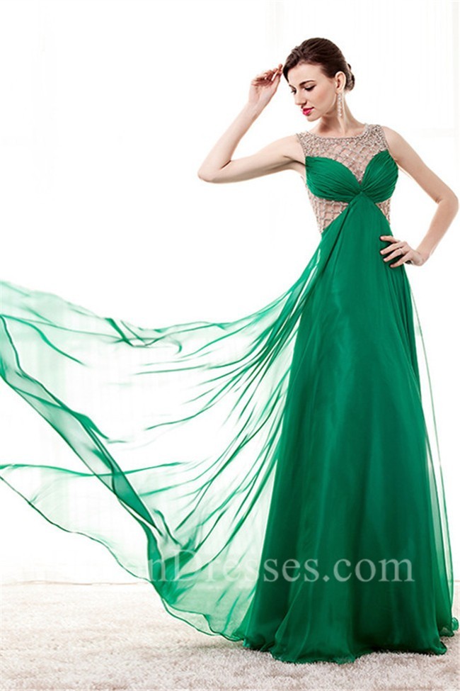 green empire waist dress