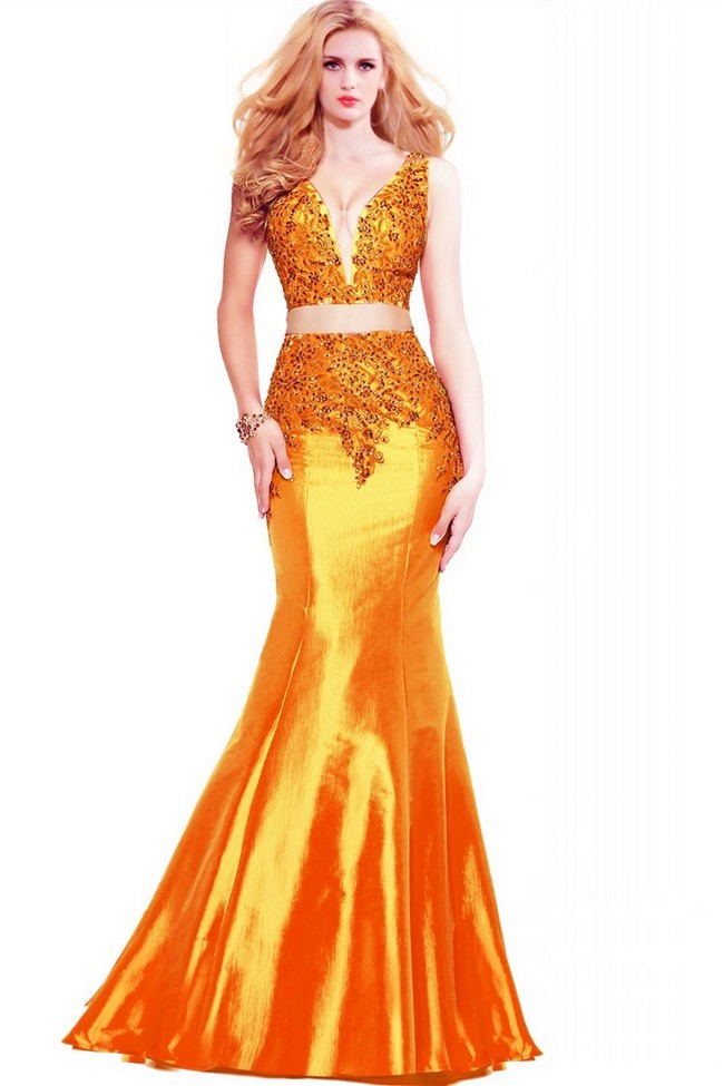 yellow orange gown