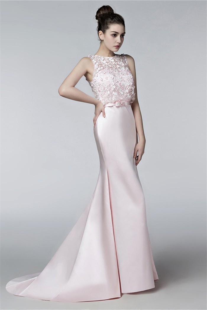 satin and lace gown