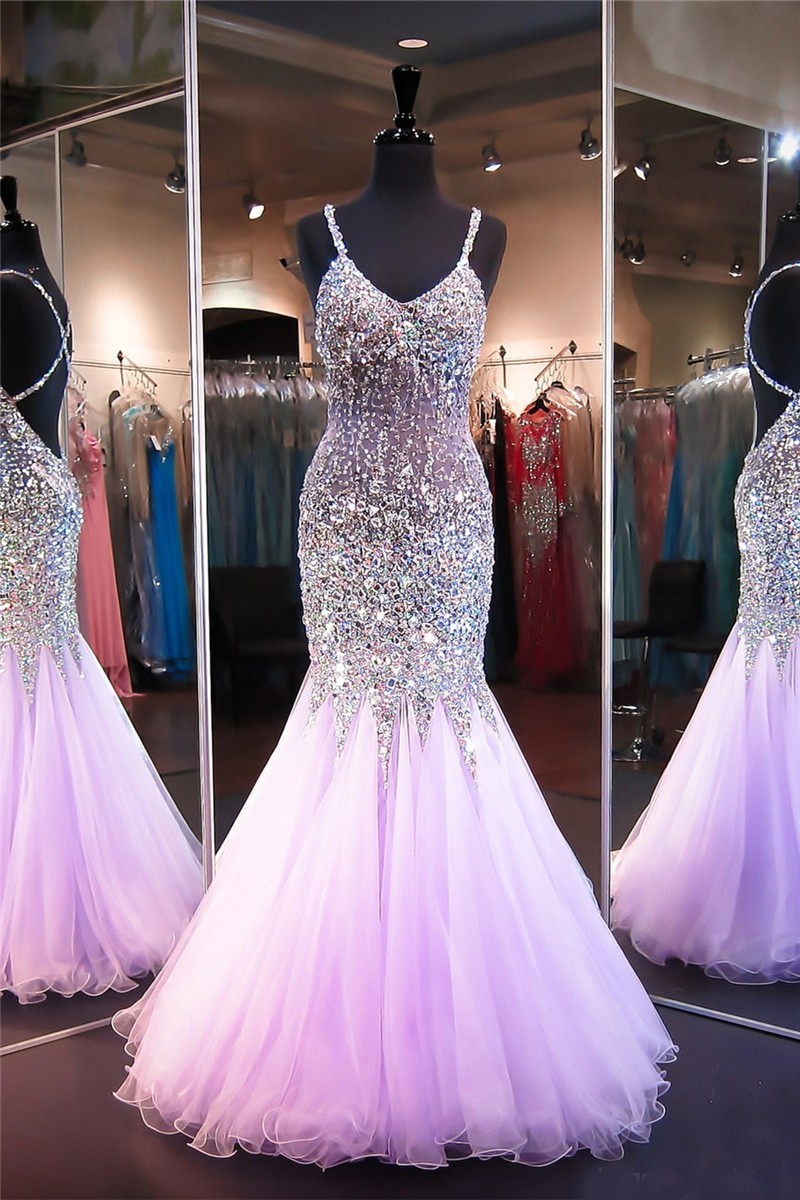 pink sparkly mermaid prom dress