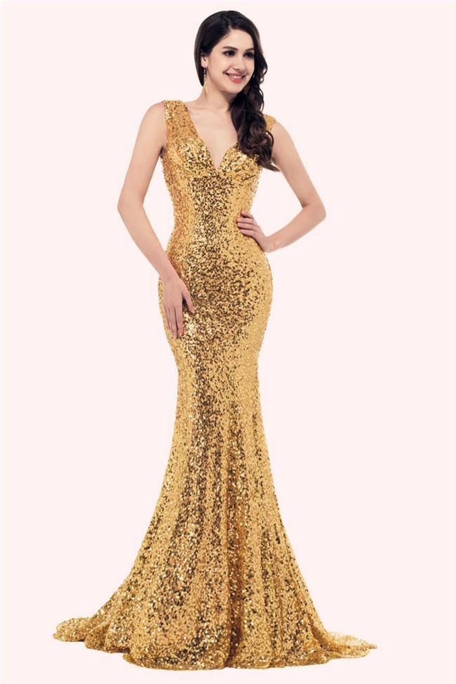gold sequin prom dresses