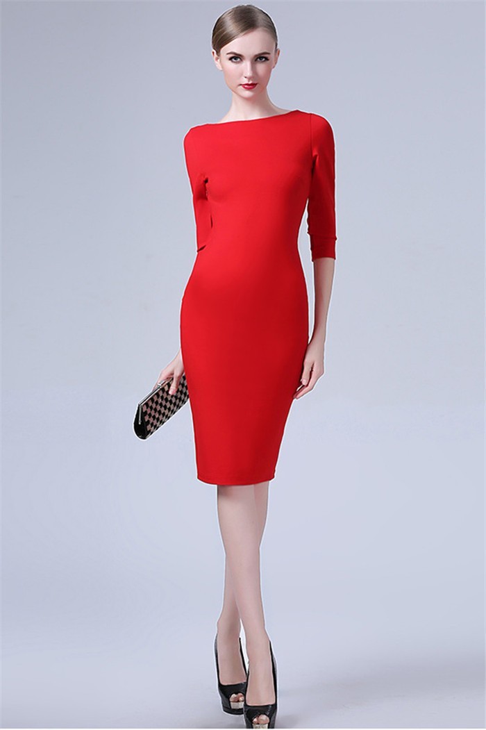 Tight High Neck Backless Short Red 