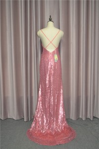 Sparkly Sheath Sequined Pink Prom Evening Dress Sweetheart With Straps
