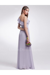 Elegant One Shoulder Lavender Chiffon A Line Prom Bridesmaid Dress With Ruffles And Sash