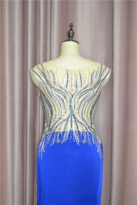Sparkly Mermaid Prom Party Dress Scoop Cap Sleeves With Crystals