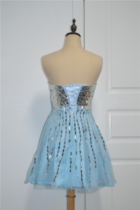 Sparkly Sequined Blue A Line Homecoming Party Dress Sweetheart Corset