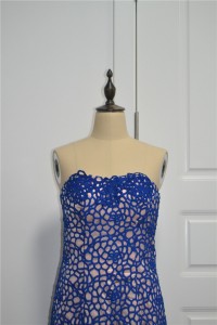Elegant Sheath Prom Party Dress Sweetheart Sleeveless Royal Blue Lace