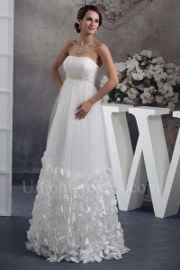 Fairy Strapless Ivory Tulle Empire Wedding Dress With Petals Peals No Train