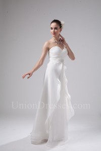 Simple Chic Sweetheart Layered Organza Wedding Dress With Brooch No Lace