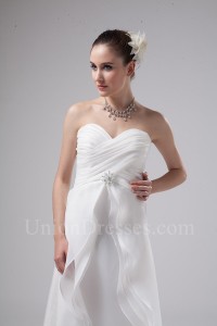 Simple Chic Sweetheart Layered Organza Wedding Dress With Brooch No Train