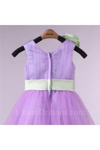 Ball Gown Lilac Tulle Flower Girl Dress With Sash And Flower