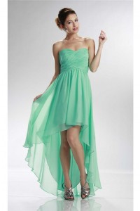 Charming Sweetheart High Low Mint Green Chiffon Prom Dress