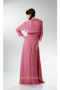 Elegant Sheath Strapless Rose Chiffon Ruched Mother Evening Dress Bolero Jacket