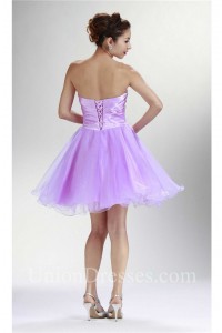 Fashion Strapless Short Lilac Tulle Beaded Cocktail Tutu Prom Dress