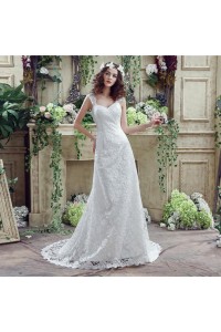 Fitted Sweetheart Lace Straps Wedding Dress With Train