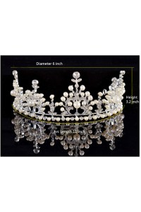 Gorgeous Alloy Rhinestone Wedding Bridal Tiara Crown With Pearls