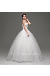 Puffy Ball Gown Sweetheart Drop Waist Tulle Lace Wedding Dress Corset Back