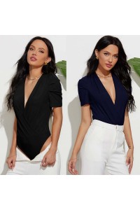 Sexy V Neck Short Sleeves Women Rompers Jumpsuit 2020 Casual One-pieces Bodysuits
