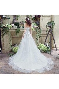 Sparkly A Line Crystal Wedding Dress With Corset Back Train